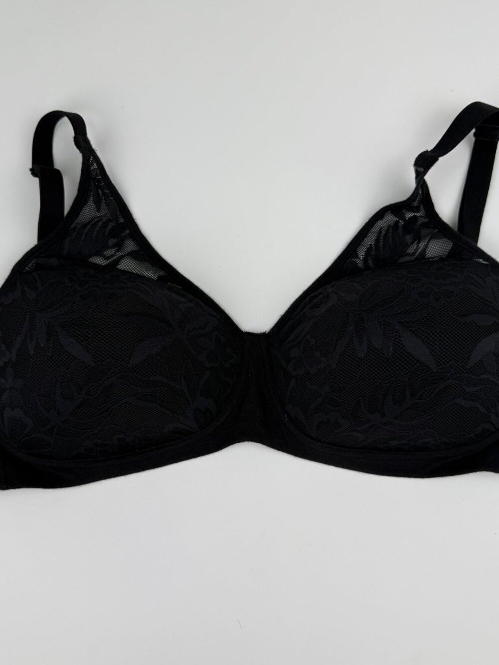 Bali Breathe DF7594 Women's Black Floral Lace Contour Bra Size L Large